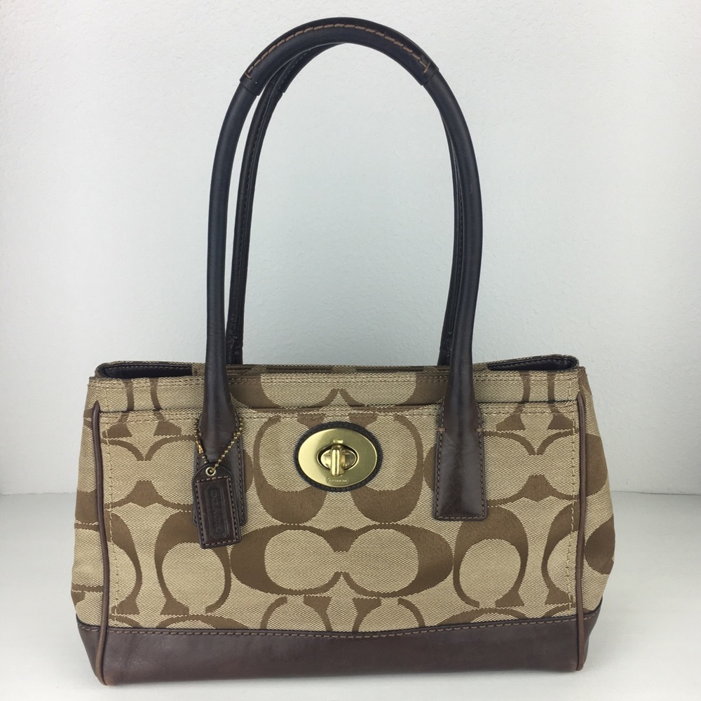 Authentic Coach Madeline Satchel  Brown Khaki